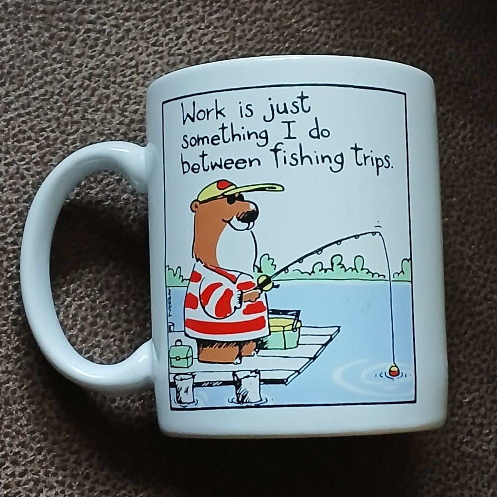 Hallmark Shoebox Greetings Fishing Bear Cartoon Mug Coffee Cup
